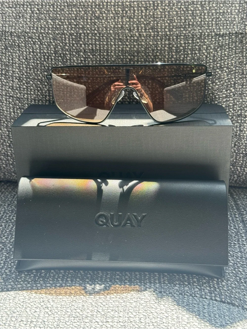 Quay Shield Sunglasses in Dark Brown/Black